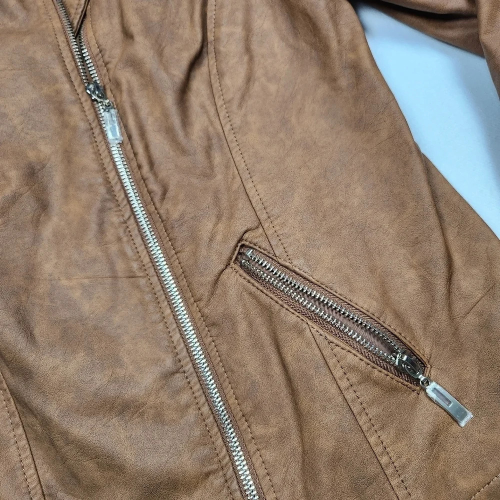 Chico's Faux Brown Leather Jacket - Picture 4 of 7